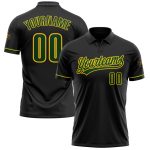Personalized Vapor Golf Polo Shirt - Black Green Yellow Performance Wear Personalized Black Green-Yellow Performance Vapor