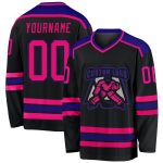 Personalized Hockey Jersey in Black, Hot Pink & Dark Purple Colors Personalized Black Hot Pink-Dark Purple Hockey Jersey