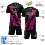 Personalized Black and Pink Dripping Splatter Art Soccer Uniform Jersey Personalized Black Hot Pink-Deep Pink Dripping Splatter