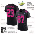 Custom Name and Number Personalized Football Jersey - Black Hot Pink Light Blue Mesh Authentic Team Jersey Personalized Black