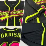 Custom Name and Number Personalized Baseball Jersey - Black with Hot Pink and Neon Green Personalized Black Hot Pink-Neon