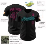Custom Name Number Personalized Black Hot Pink Teal Baseball Jersey - Authentic Team Jersey Personalized Black Hot Pink-Teal