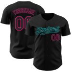 Personalized Baseball Jersey - Custom Black Hot Pink Teal Design Personalized Black Hot Pink-Teal Baseball Jersey