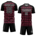 Personalized Abstract Geometric Soccer Uniform Jersey - Black Hot Pink White Personalized Black Hot Pink-White Abstract Geometric