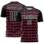 Personalized Abstract Geometric Soccer Uniform Jersey - Black Hot Pink White Personalized Black Hot Pink-White Abstract Geometric