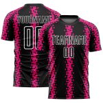 Personalized Black Hot Pink White Abstract Geometric Soccer Jersey Uniform Personalized Black Hot Pink-White Abstract Geometric