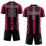 Personalized Black Hot Pink White Abstract Geometric Soccer Jersey Uniform Personalized Black Hot Pink-White Abstract Geometric