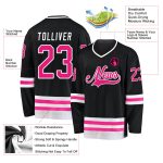 Personalized Black Hot Pink White Hockey Jersey - Custom Team Jersey for Players Personalized Black Hot Pink-White Hockey