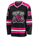 Personalized Black Hot Pink White Hockey Jersey - Custom Sports Wear for Fans Personalized Black Hot Pink-White Hockey Jersey