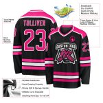 Personalized Black Hot Pink White Hockey Jersey - Custom Sports Wear for Fans Personalized Black Hot Pink-White Hockey Jersey