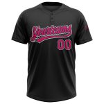 Personalized Black Hot Pink White Unisex Softball Jersey - Two-Button Design for Custom Team Wear Personalized Black Hot
