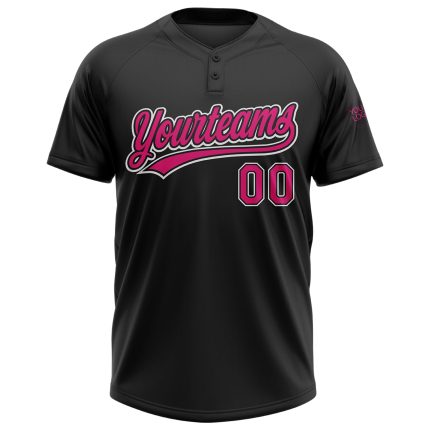 Personalized Black Hot Pink White Unisex Softball Jersey - Two-Button Design for Custom Team Wear Personalized Black Hot
