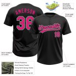 Custom Name Number Unisex Softball Jersey Black Hot Pink White Two-Button Personalized Team Wear Personalized Black Hot Pink-White
