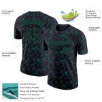Custom Black Kelly Green 3D Abstract Performance T-Shirt for Men and Women Personalized Black Kelly Green 3D Abstract Network