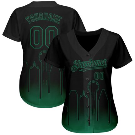 Custom 3D Dallas City Edition Black Kelly Green Baseball Jersey with Personalized Name and Number - Authentic Fashion Team Gear