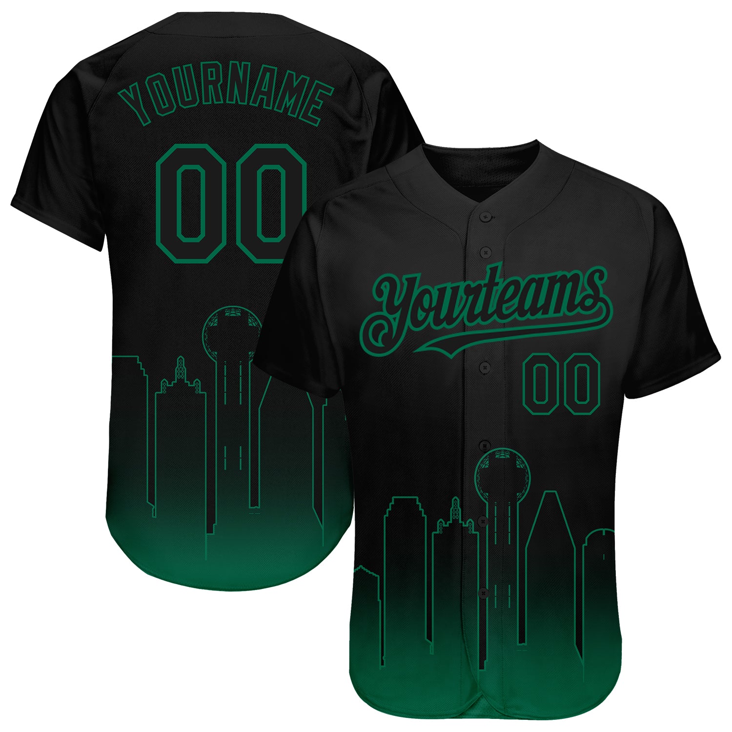 Personalized 3D Dallas City Edition Fashion Baseball Jersey in Black and Kelly Green Personalized Black Kelly Green 3D Dallas