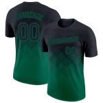 Personalized 3D Gradient Black Kelly Green Shapes T-Shirt for Performance Personalized Black Kelly Green 3D Gradient Square