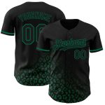 Personalized 3D Leopard Print Fade Baseball Jersey in Black and Kelly Green - Fashionable Design Personalized Black Kelly