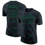 Custom Name and Number Performance T-Shirt - Personalized Black Kelly Green 3D Pattern Design Personalized Black Kelly Green