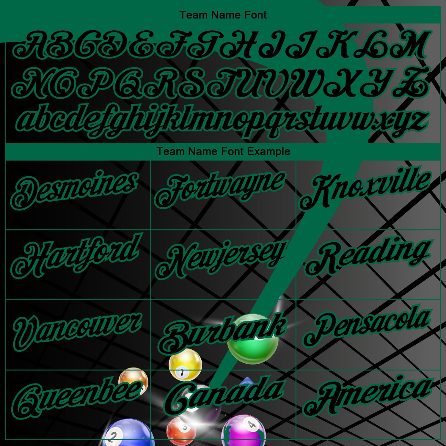 Personalized Black Kelly Green 3D Pattern Design Billiards Performance Polo Shirt Team Custom Name and Number Custom Name Number Billiards Polo Shirt Personalized 3D Pattern Black Kelly Green Performance Team Apparel Personalized Black - Image 3