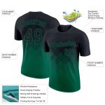 Custom Gradient Performance T-Shirt with 3D Black Kelly Green Square Patterns and Team Name & Number Personalized Black Kelly
