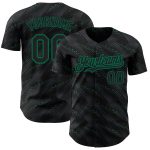 Custom Name and Number Baseball Jersey - Personalized Black and Kelly Green 3D Slant Lines Design Personalized Black Kelly