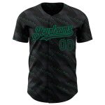 Custom Name and Number Baseball Jersey - Personalized Black and Kelly Green 3D Slant Lines Design Personalized Black Kelly