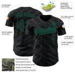 Custom Name and Number Baseball Jersey - Personalized Black and Kelly Green 3D Slant Lines Design Personalized Black Kelly