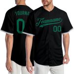 Custom Black Kelly Green Authentic Baseball Jersey with Personalized Name and Number Personalized Black Kelly Green Authentic