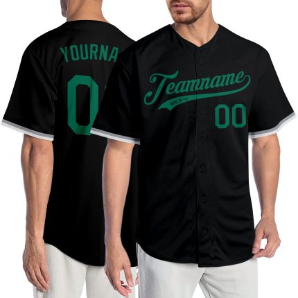 Custom Black Kelly Green Authentic Baseball Jersey with Personalized Name and Number Personalized Black Kelly Green Authentic