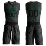 Custom Basketball Jersey with Personalized Name and Number, Black and Kelly Green Sublimation Design, Round Neck Suit Personalized