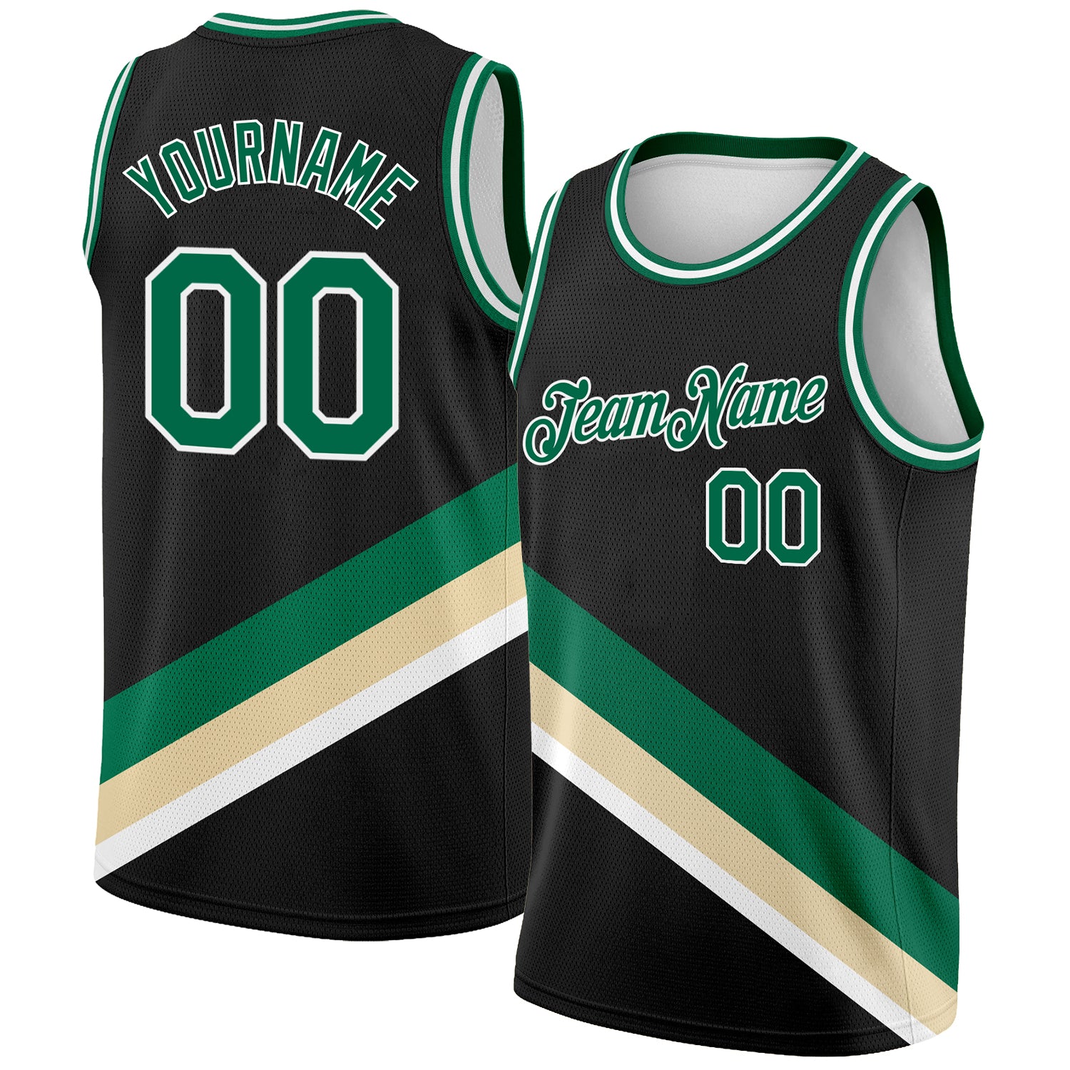 Custom Name and Number Basketball Jersey - Modern Black Kelly Green-Cream City Edition, Authentic Team Apparel Personalized