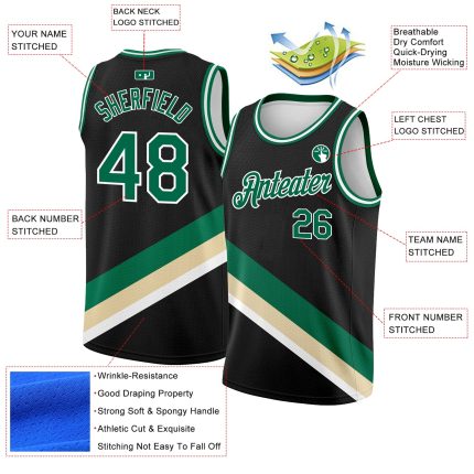 Custom Name and Number Basketball Jersey - Modern Black Kelly Green-Cream City Edition, Authentic Team Apparel Personalized