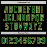 Custom Authentic Baseball Jersey in Black, Kelly Green, and Gold - Personalized Team Name and Number, 3 Color Arm Shapes