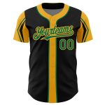 Personalized Black Kelly Green Gold Baseball Jersey - 3 Colors Arm Shapes Personalized Black Kelly Green-Gold 3 Colors Arm