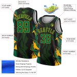 Custom Basketball Jersey with 3D Geometric Shapes in Black and Kelly Green-Gold - Personalized Name and Number Personalized