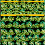 Custom Name Number Tropical Monstera Baseball Jersey Black Kelly Green-Gold 3D Pattern Design Authentic Personalized Black