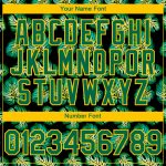 Custom Name Number Tropical Monstera Baseball Jersey Black Kelly Green-Gold 3D Pattern Design Authentic Personalized Black
