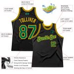 Custom Name Number Basketball Jersey - Personalized Black Kelly Green Gold Authentic Throwback Personalized Black Kelly Green-Gold