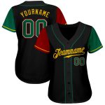 Personalized Baseball Jersey - Authentic Two Tone Black Kelly Green Gold Personalized Black Kelly Green-Gold Authentic Two