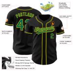 Personalized Green Gold Baseball Jersey for Men Women - Black Colorful Design Personalized Black Kelly Green-Gold Baseball