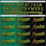 Personalized Black Green Gold Gradient Varsity Letterman Bomber Jacket Full-Snap Fashion Personalized Black Kelly Green-Gold
