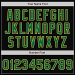 Personalized Black and Kelly Green Gold Varsity Letterman Bomber Jacket Personalized Black Kelly Green-Gold Bomber Full-Snap