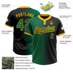 Personalized Unisex Softball Jersey Black Kelly Green Gold Gradient Two-Button Fashion Personalized Black Kelly Green-Gold