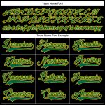 Custom Black Hockey Lace Neck Jersey with Green and Gold, Personalized Team Name and Number Personalized Black Kelly Green-Gold