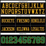 Personalized Black Green and Gold Football Jersey - Custom Mesh Style Personalized Black Kelly Green-Gold Mesh Football Jersey
