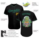 Custom Black Green Gold Skull Pineapple Baseball Jersey - Personalized Sports Apparel Personalized Black Kelly Green-Gold