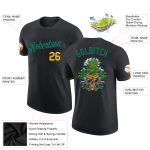 Personalized Skull Pineapple Head T-Shirt in Black Kelly Green-Gold Performance Fabric Personalized Black Kelly Green-Gold