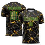 Custom Name & Number Soccer Jersey, Personalized Black Kelly Green-Gold Sublimation Uniform Personalized Black Kelly Green-Gold