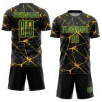 Custom Name & Number Soccer Jersey, Personalized Black Kelly Green-Gold Sublimation Uniform Personalized Black Kelly Green-Gold